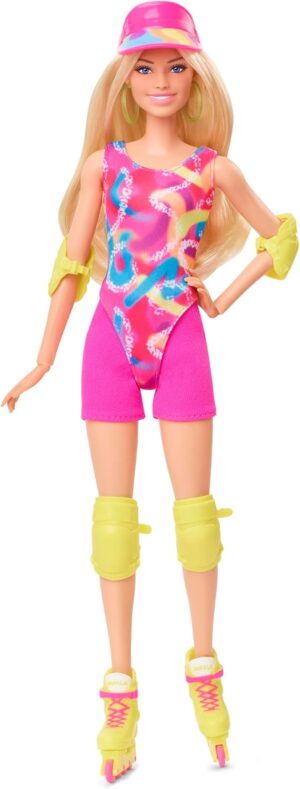 Barbie Le Film, poupée patineuse en rollers avec tenue fluo et accessoires verts, HRB04