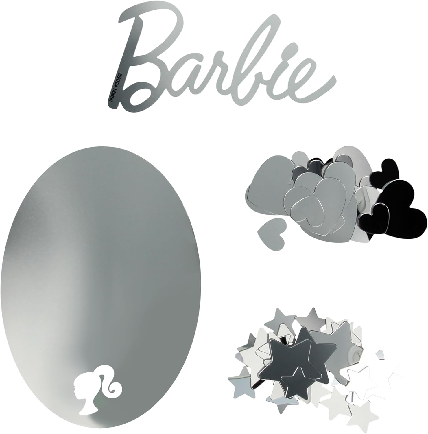 Autocollants muraux Barbie Mattel effet miroir, cœurs et étoiles – Image 2