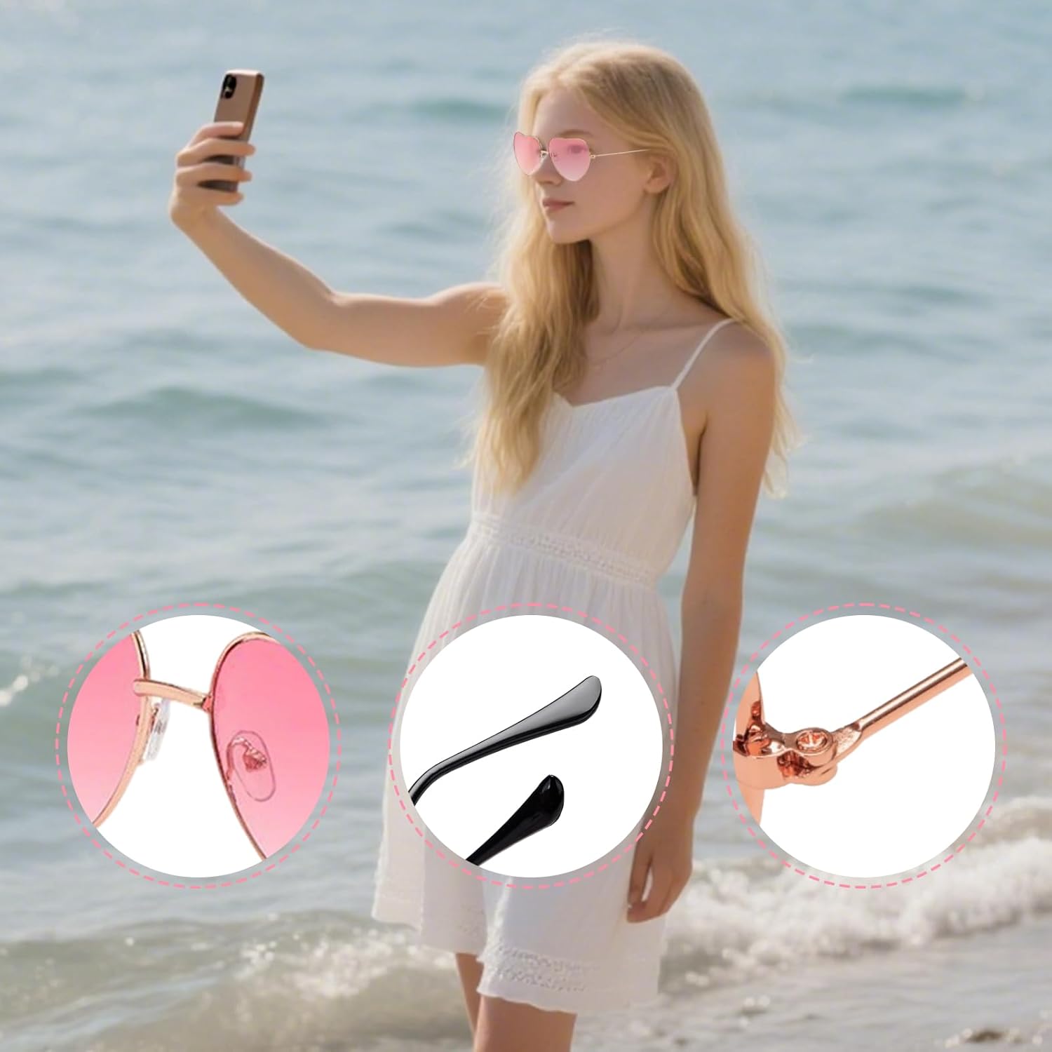 Lunettes de soleil cœur rétro roses Barbie, lot de 2 – Image 3