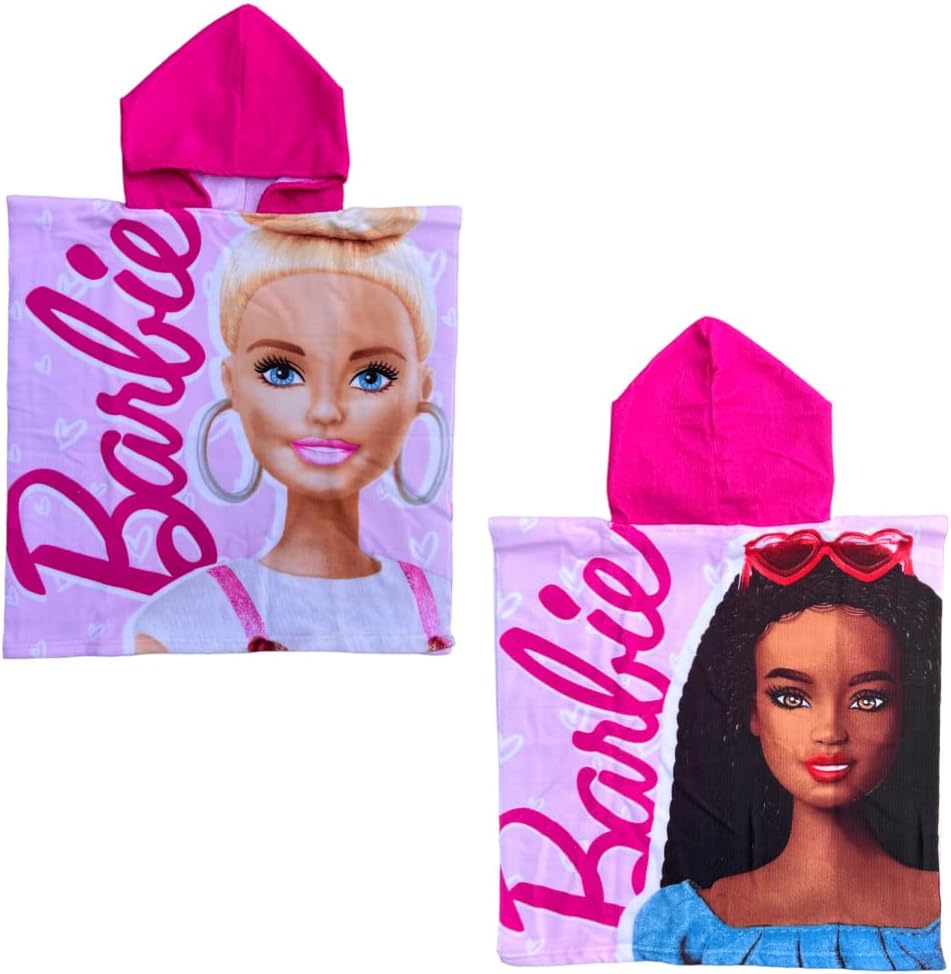 Poncho de mer Barbie en microfibre 110 x 55 cm pour enfant