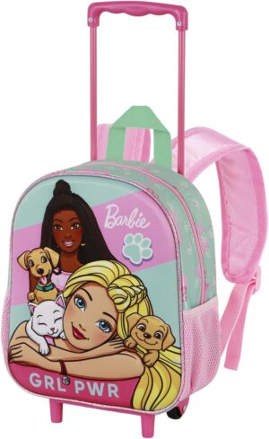 Barbie Pets sac à dos 3D rose à roulettes, 7 L