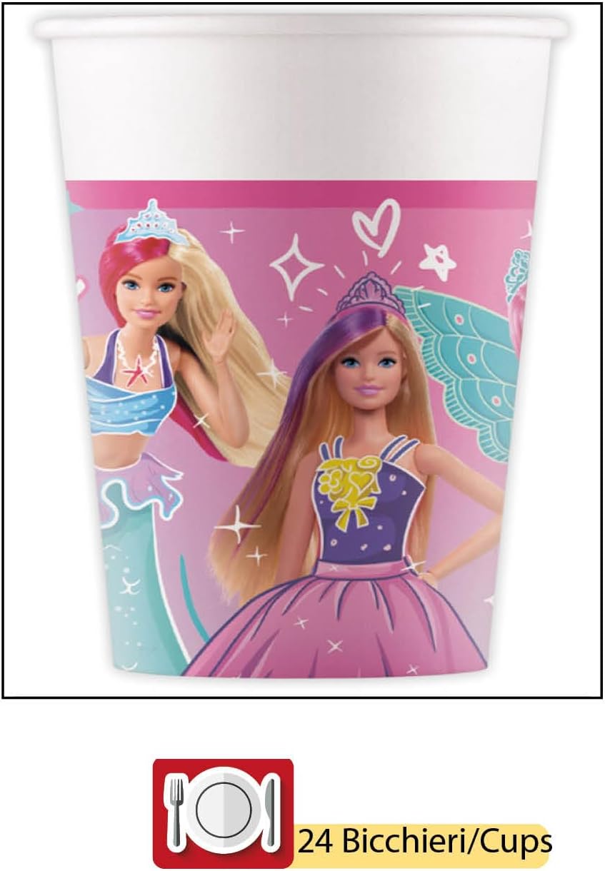 Barbie Fantasy, kit de vaisselle de fête 88 pcs pour 24 personnes – Image 3