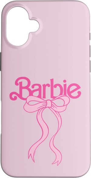 Coque Barbie logo classique et nœud ruban rose pour iPhone 16 Plus