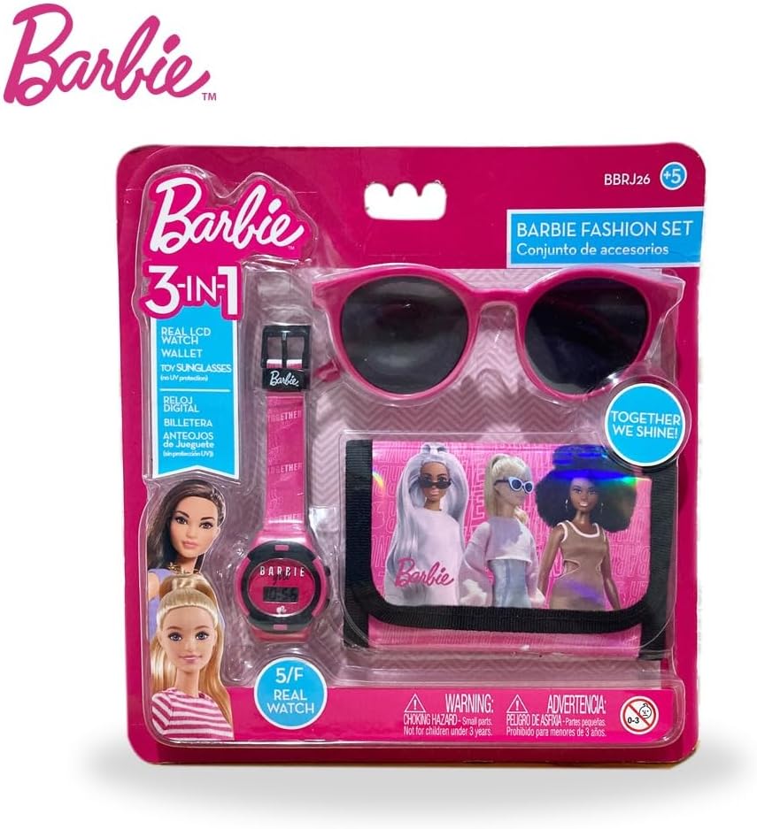 Barbie coffret mode avec montre LCD, lunettes de soleil et portefeuille 3 poupées – Image 8