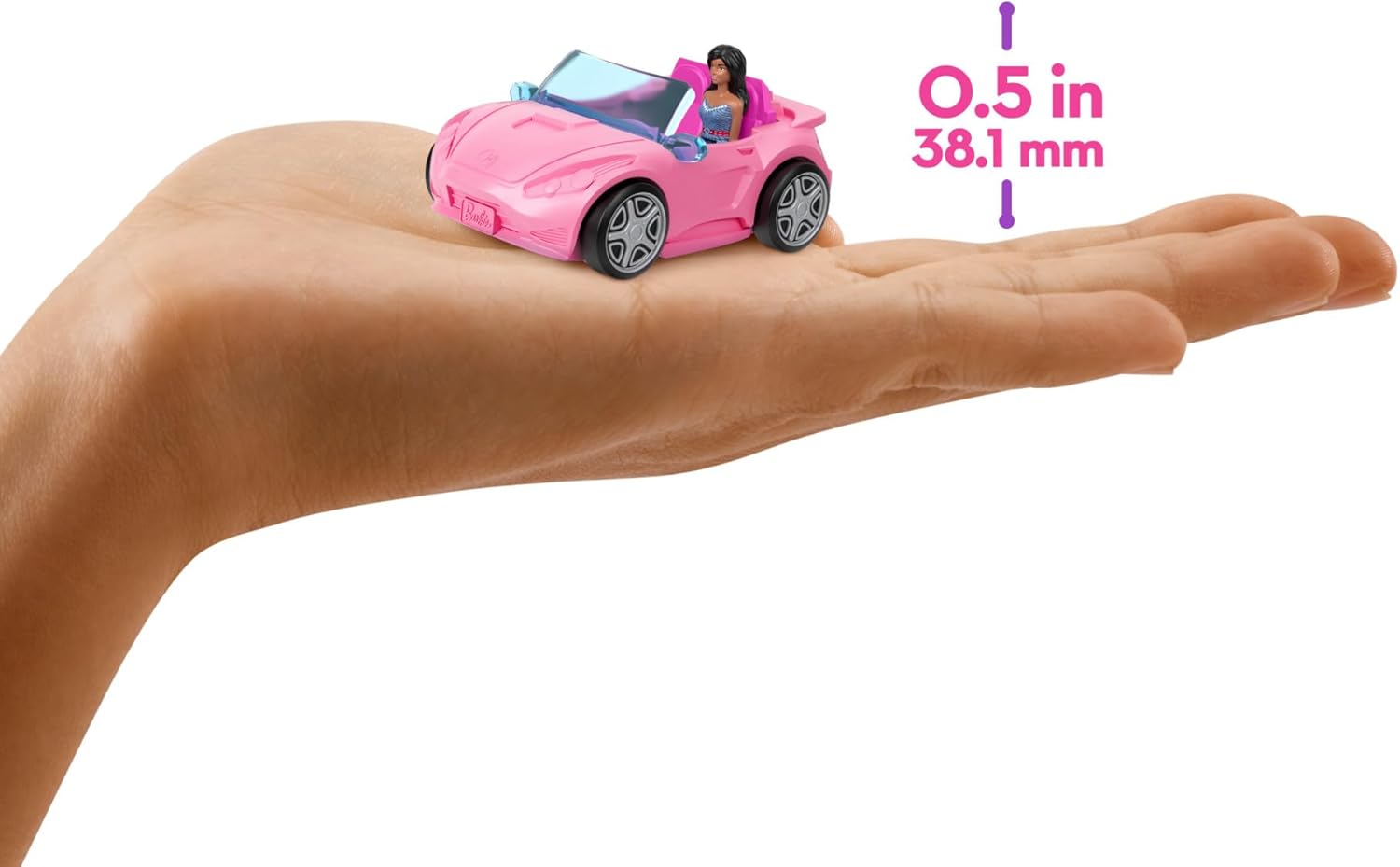Mini BarbieLand Barbie : décapotable rose et poupée 3,8 cm – Image 3