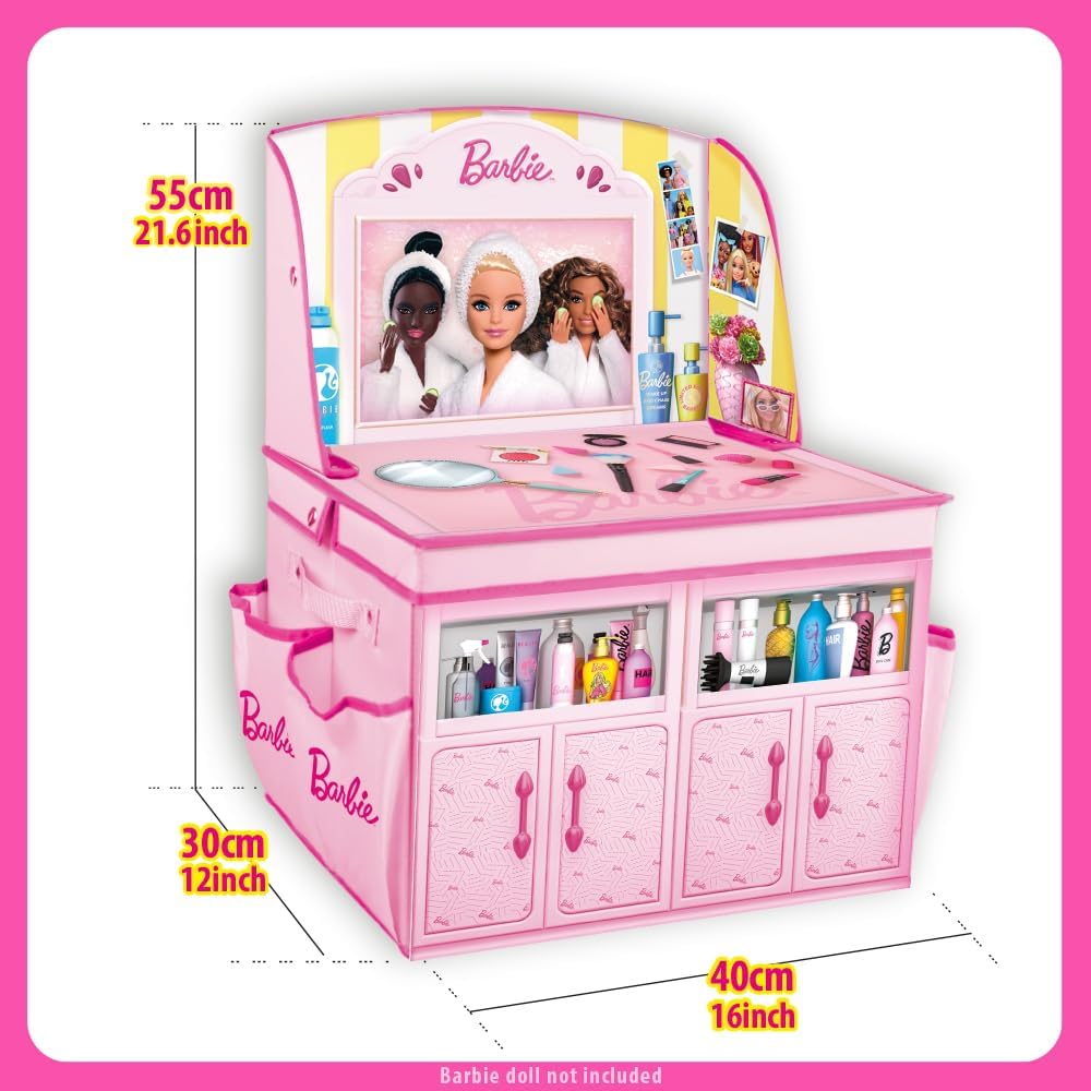 Coffre coiffeuse Barbie pliable 2 en 1 pour 60 poupées – Image 3