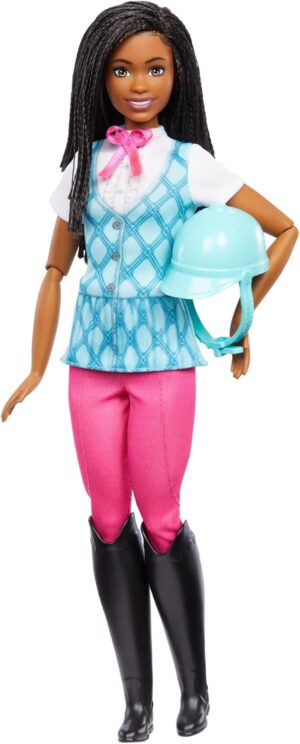 Barbie Les Mystères de Barbie, poupée Brooklyn avec tenue d’équitation et bombe amovibles HXJ39