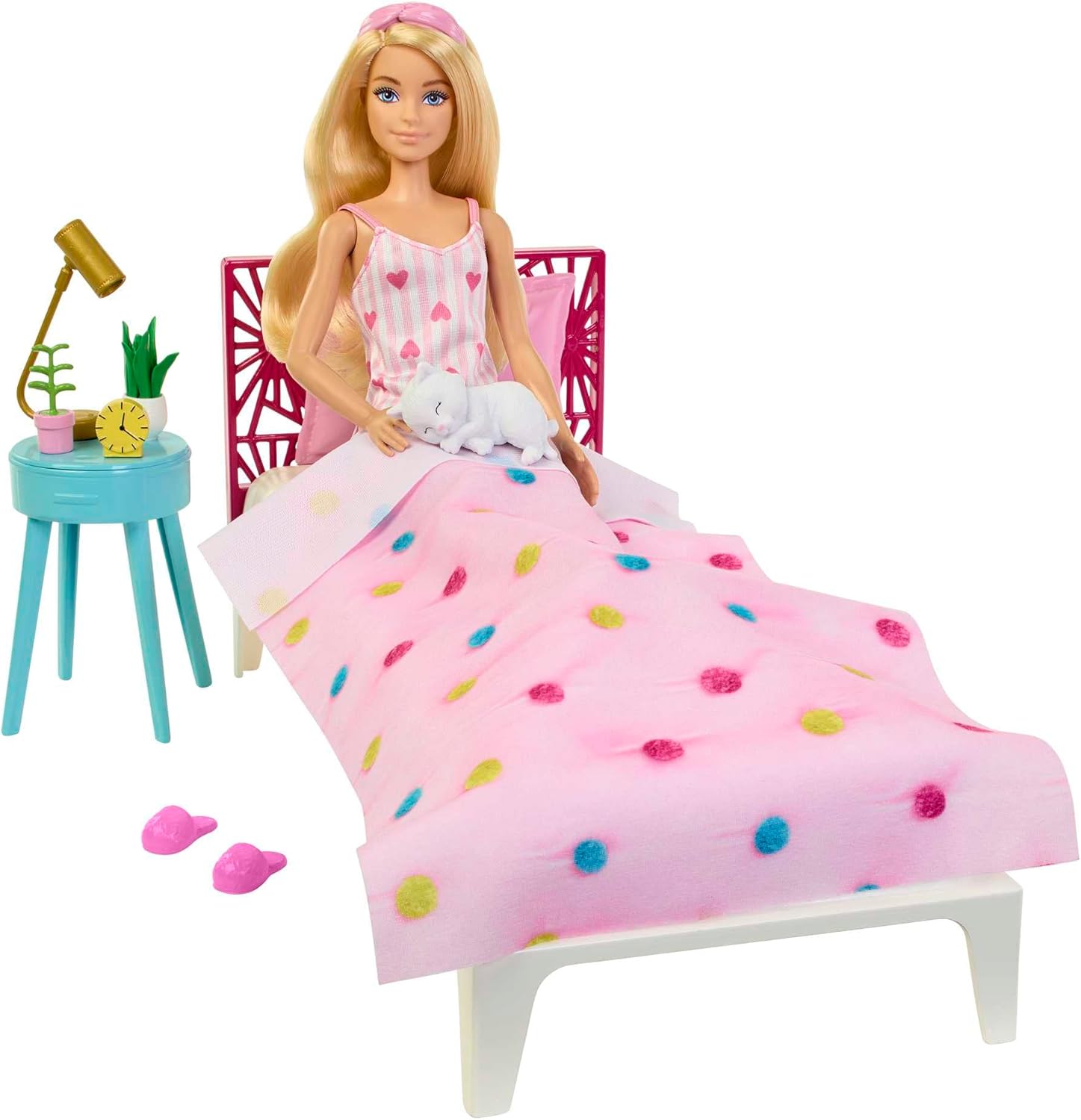 Coffret chambre Barbie avec poupée mannequin, lit, coiffeuse et chaton HPT55 – Image 4