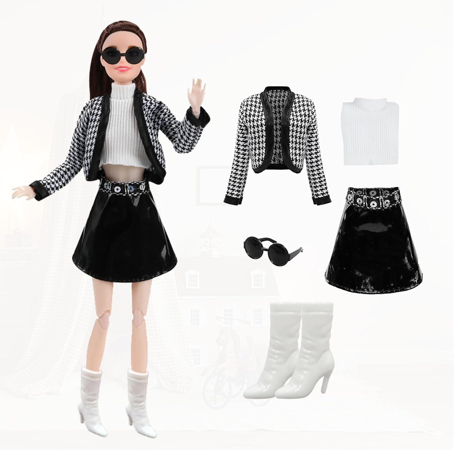 Set de mode Barbie robe rose, 5 tenues, 6 paires de chaussures et valise – Image 3