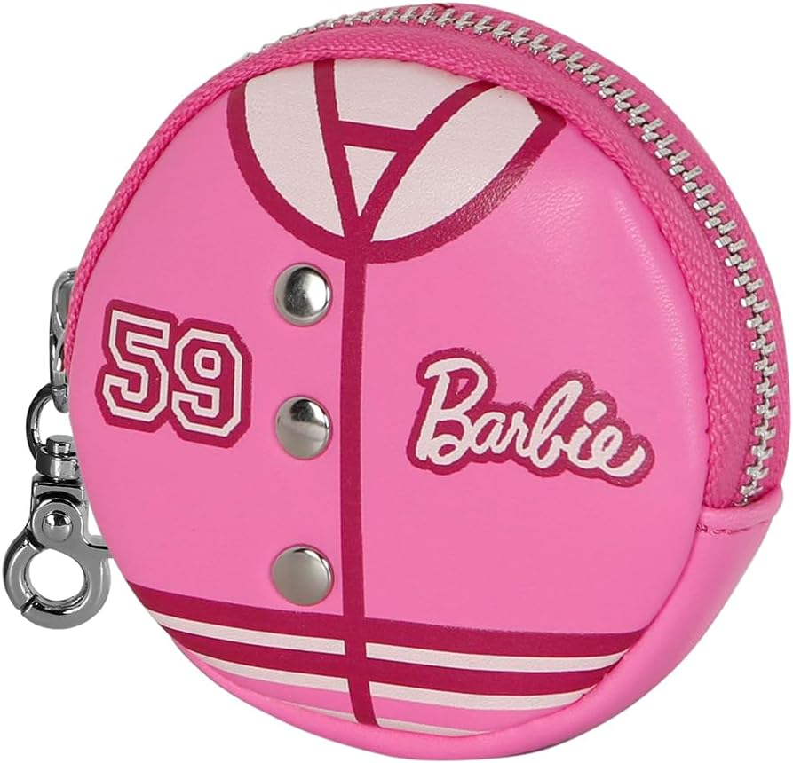 Porte-monnaie rond Barbie Cookie Varsity rose