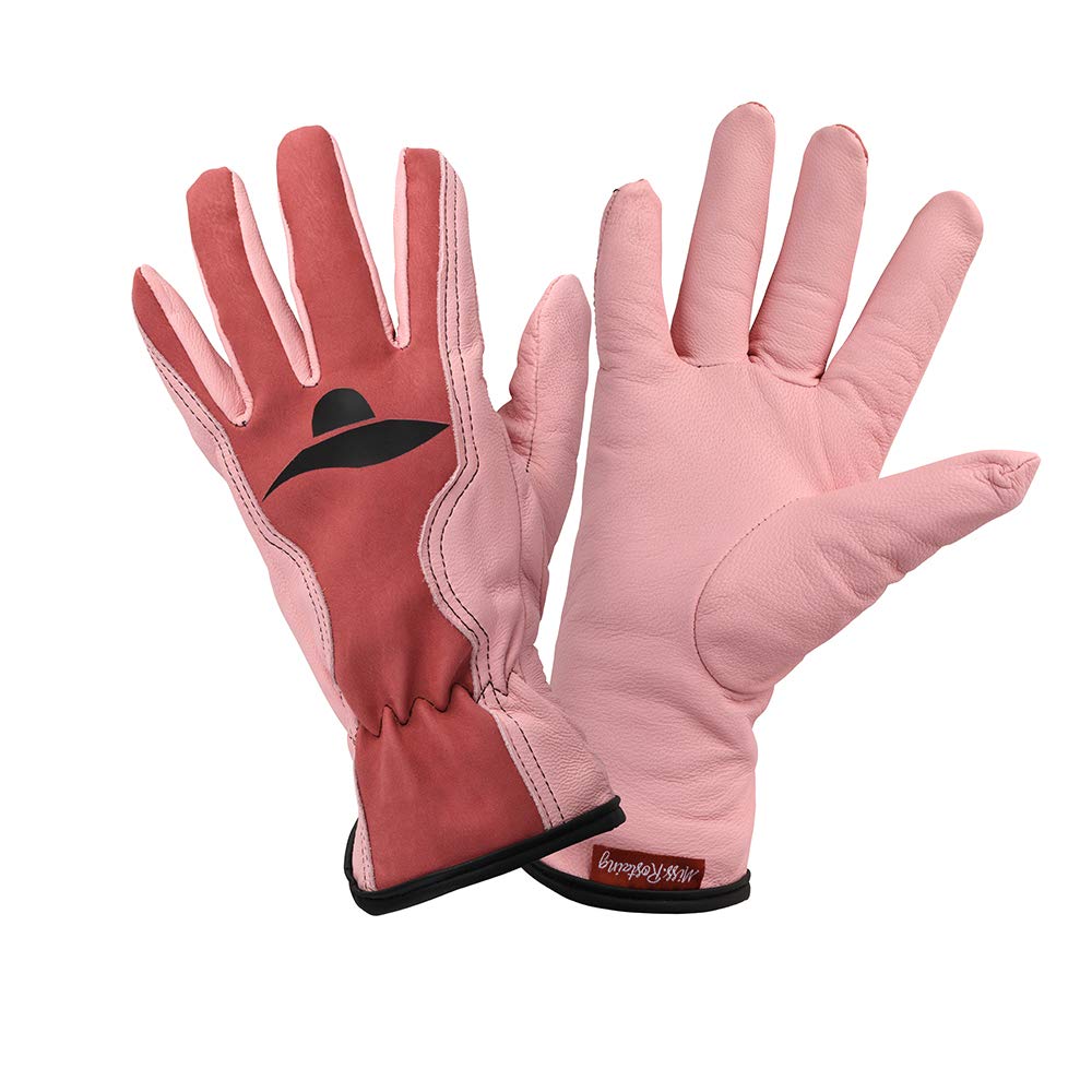 MISS Barbie, gants de jardinage roses en cuir fleur de caprin