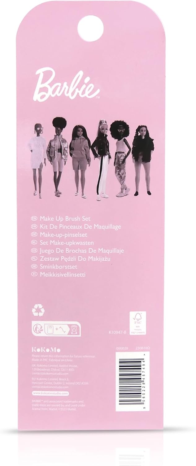 Barbie lot de 5 pinceaux de maquillage avec pochette de voyage – Image 3