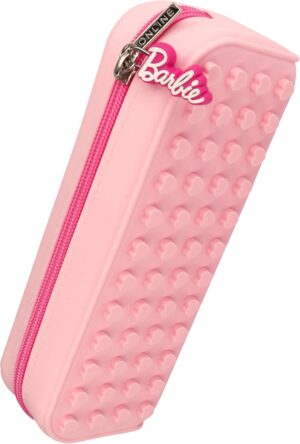Trousse Barbie en silicone avec cœurs 3D et fermeture éclair