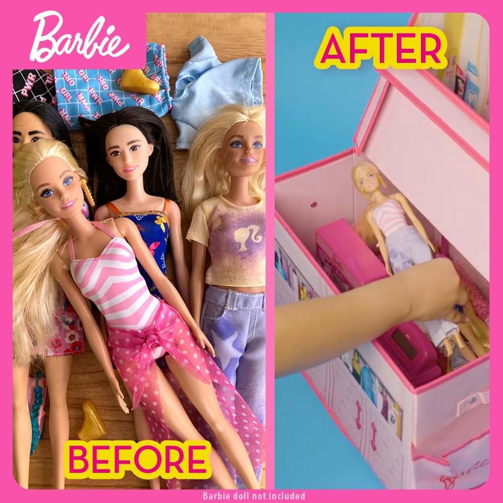 Coffre coiffeuse Barbie pliable 2 en 1 pour 60 poupées – Image 5