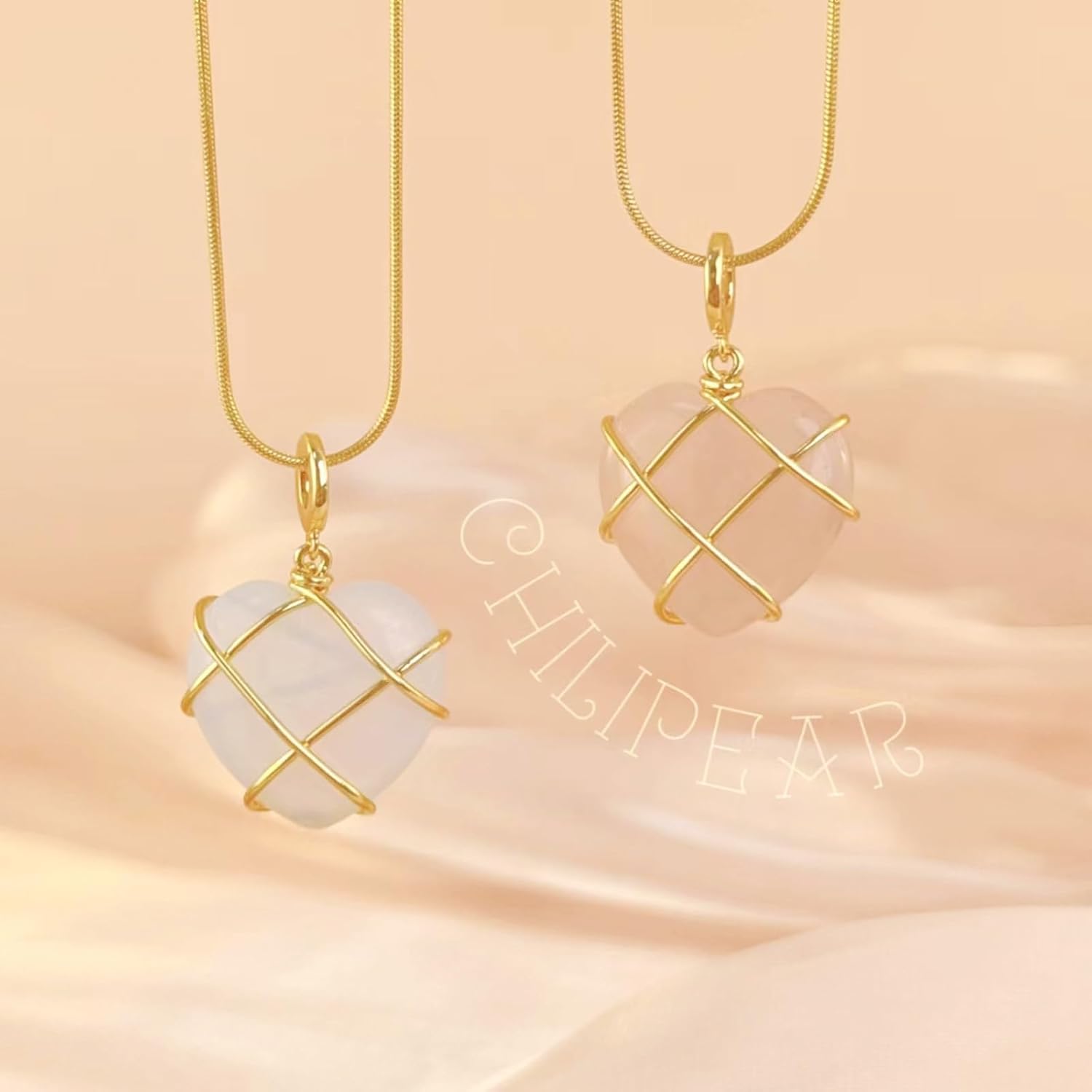 Collier cœur Barbie en quartz cristal clair, couleur C – Image 4