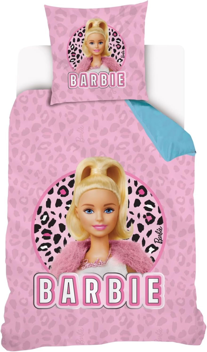 Parure Barbie réversible en 100% coton avec housse de couette 140x200 cm et taie 63x63 cm – Image 6