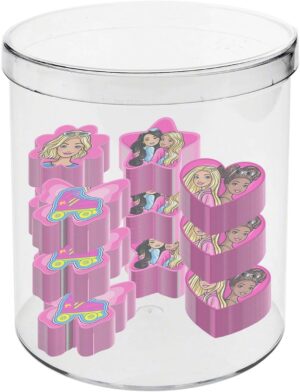 Barbie cube rose avec 12 gommes Karactermania