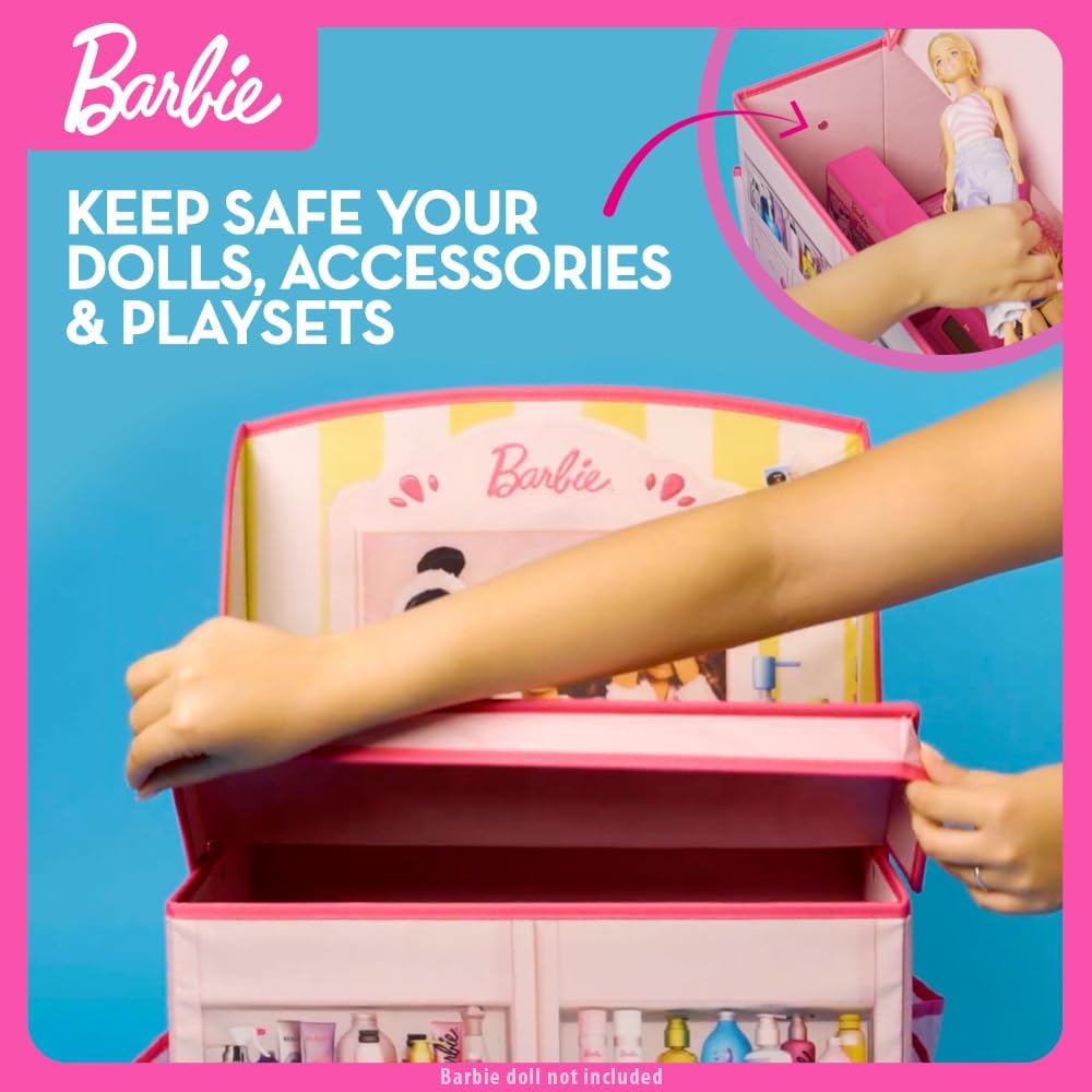 Coffre coiffeuse Barbie pliable 2 en 1 pour 60 poupées – Image 4