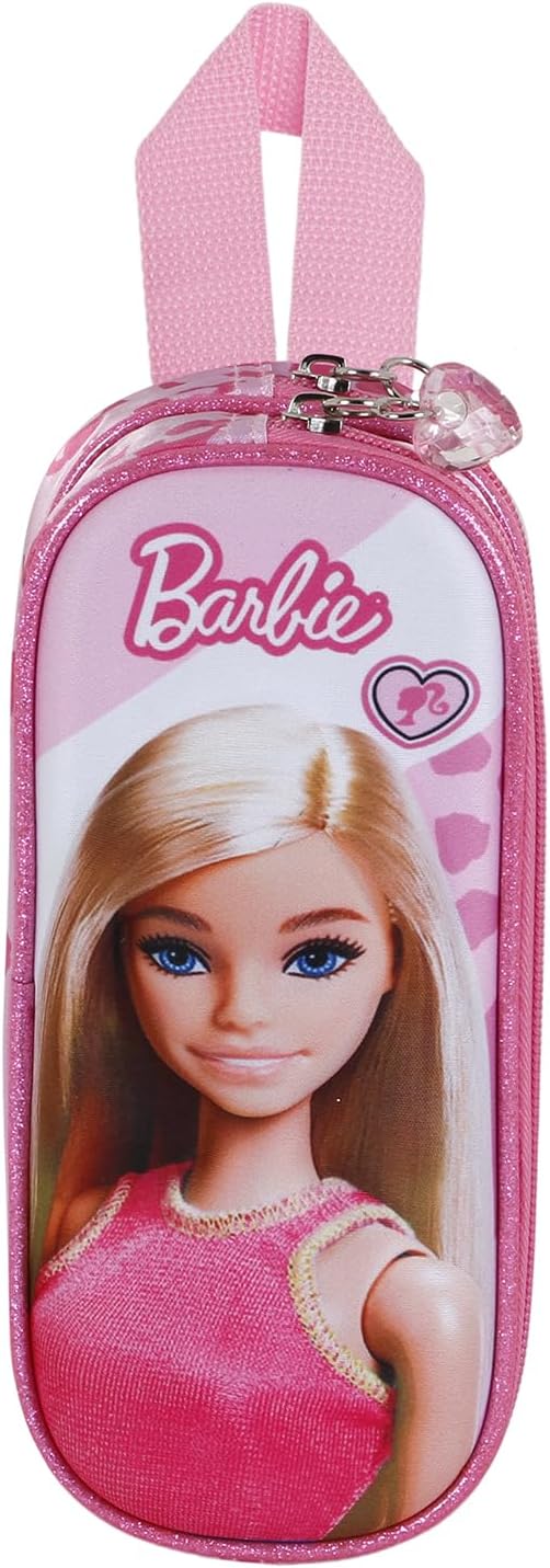 Trousse Barbie 3D rose à double compartiment, 22 x 9,5 cm – Image 2