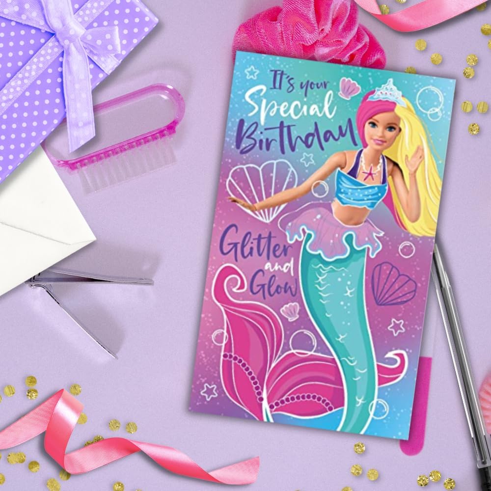 Carte d'anniversaire Barbie multicolore 17,8 x 15,2 – Image 3