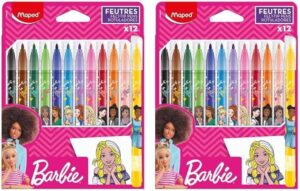 Feutres de coloriage Barbie Maped à encre lavable, 12 feutres lot de 2