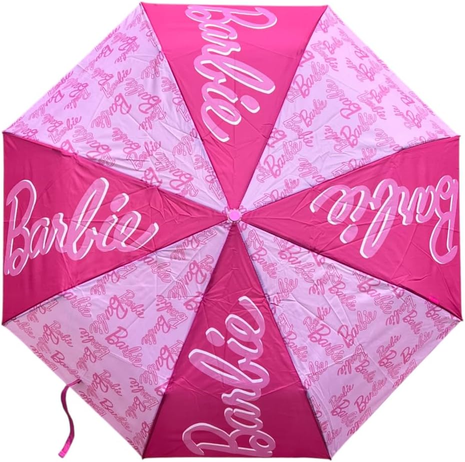 Parapluie pliant Barbie fuchsia à ouverture manuelle – Image 2