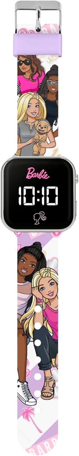 Montre LED Barbie pour enfant à bracelet imprimé – Image 2
