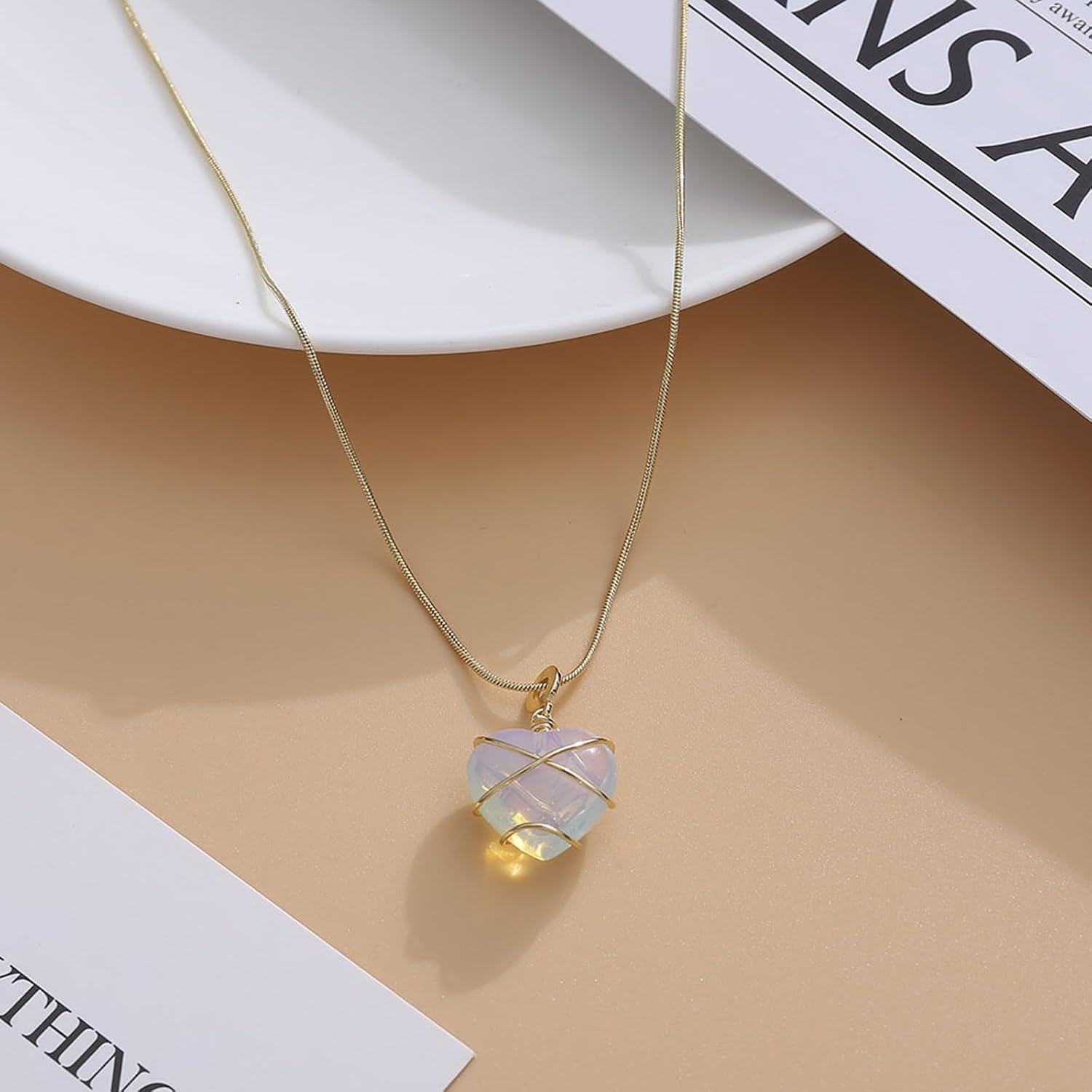 Collier cœur Barbie en quartz cristal clair, couleur C – Image 3