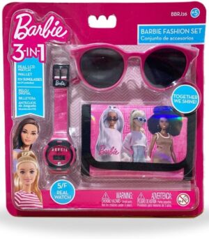 Barbie coffret mode avec montre LCD, lunettes de soleil et portefeuille 3 poupées