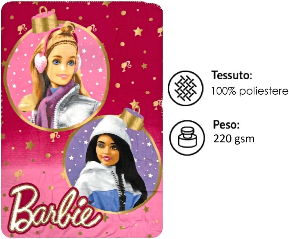 Plaid enfant Barbie Noël en polyester 100 x 140 – Image 4