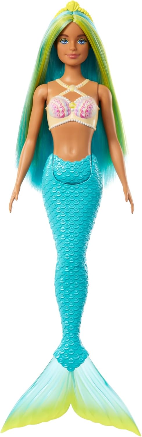 Poupée Barbie sirène HRR03 avec cheveux fantaisie et serre-tête marin