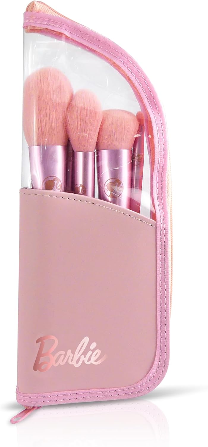 Barbie lot de 5 pinceaux de maquillage avec pochette de voyage – Image 2