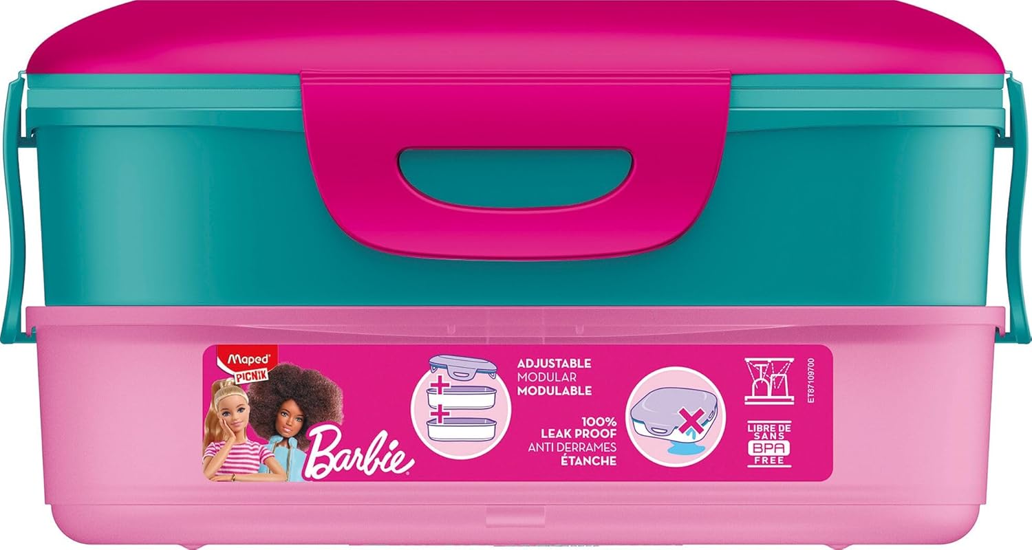 Boîte à déjeuner Barbie rose 1,4 L avec 2 compartiments modulables – Image 2