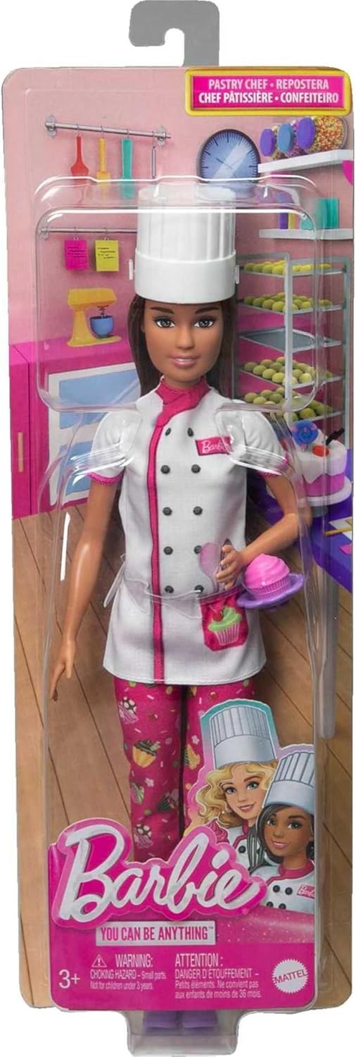 Barbie cheffe pâtissière avec blouse, toque et gâteau HKT67 – Image 6