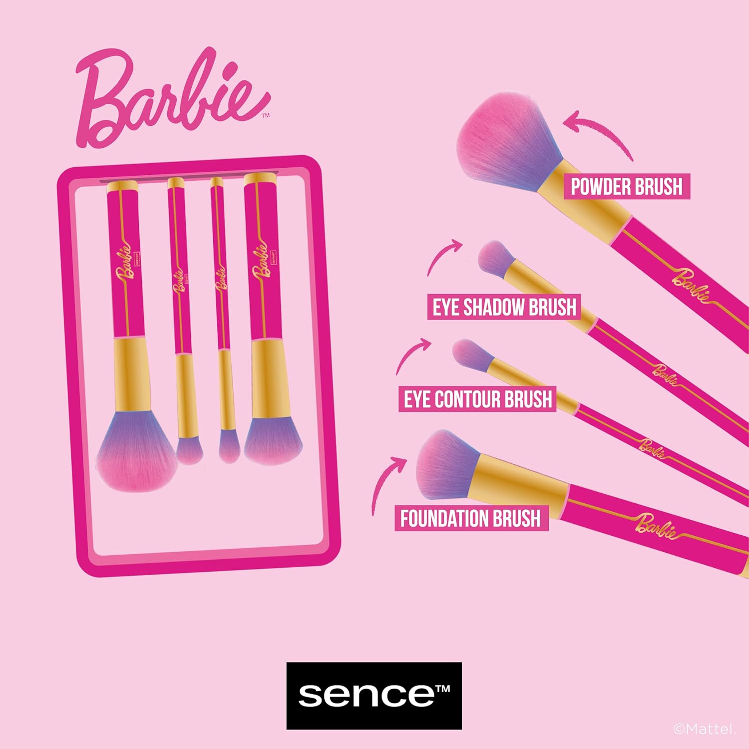 Barbie lot rose de 4 pinceaux maquillage Sence Beauty – Image 4