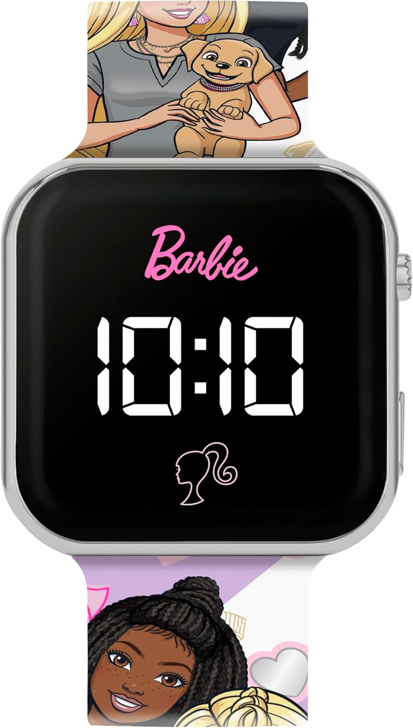 Montre LED Barbie pour enfant à bracelet imprimé