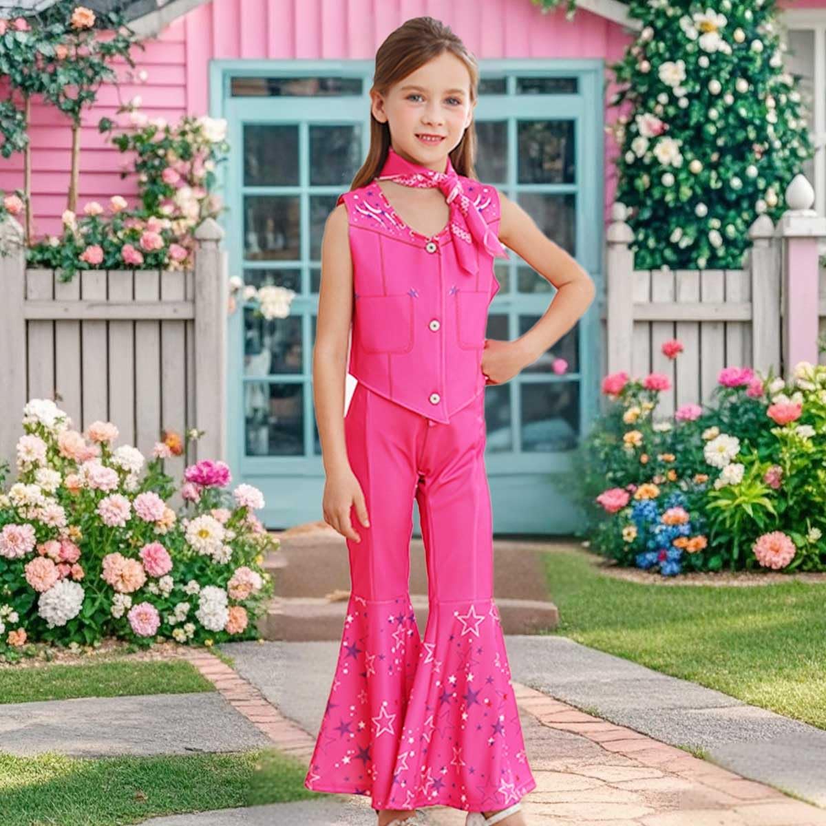 Costume Barbie cowgirl rose fille, style disco 70 80 – Image 2