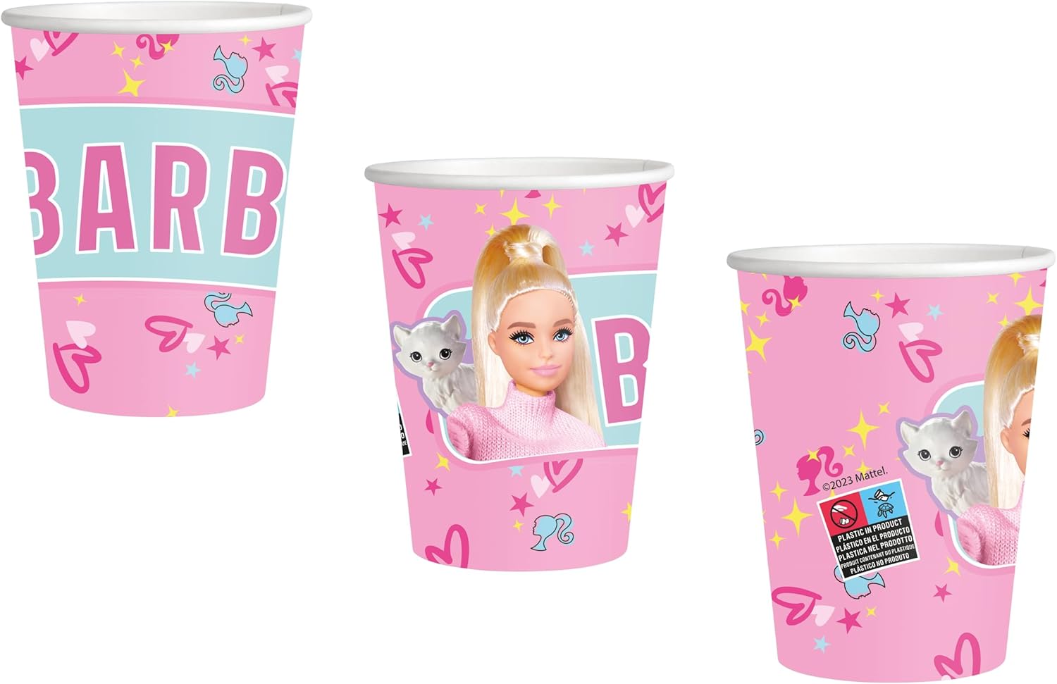 8 gobelets Barbie en carton, 250 ml – Image 8