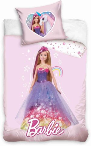 Parure de lit enfant Barbie avec taie 40 x 60 et housse 100 x 135