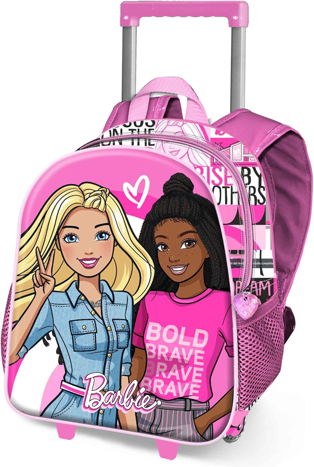 Sac à dos trolley Barbie rose avec 2 roulettes, taille unique