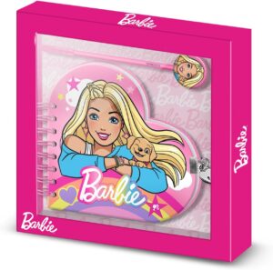 Agenda Barbie Rainbow avec cœur, stylo et clé, rose