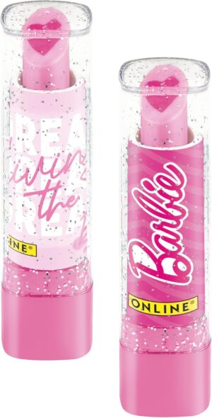 Barbie lot de 2 gommes rose aspect rouge à lèvres