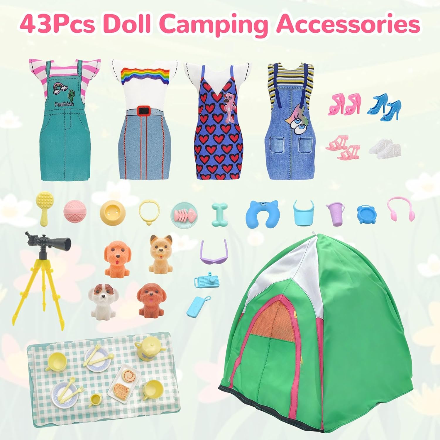 Set camping compatible Barbie 43 accessoires pour poupées de 29,9 cm – Image 2
