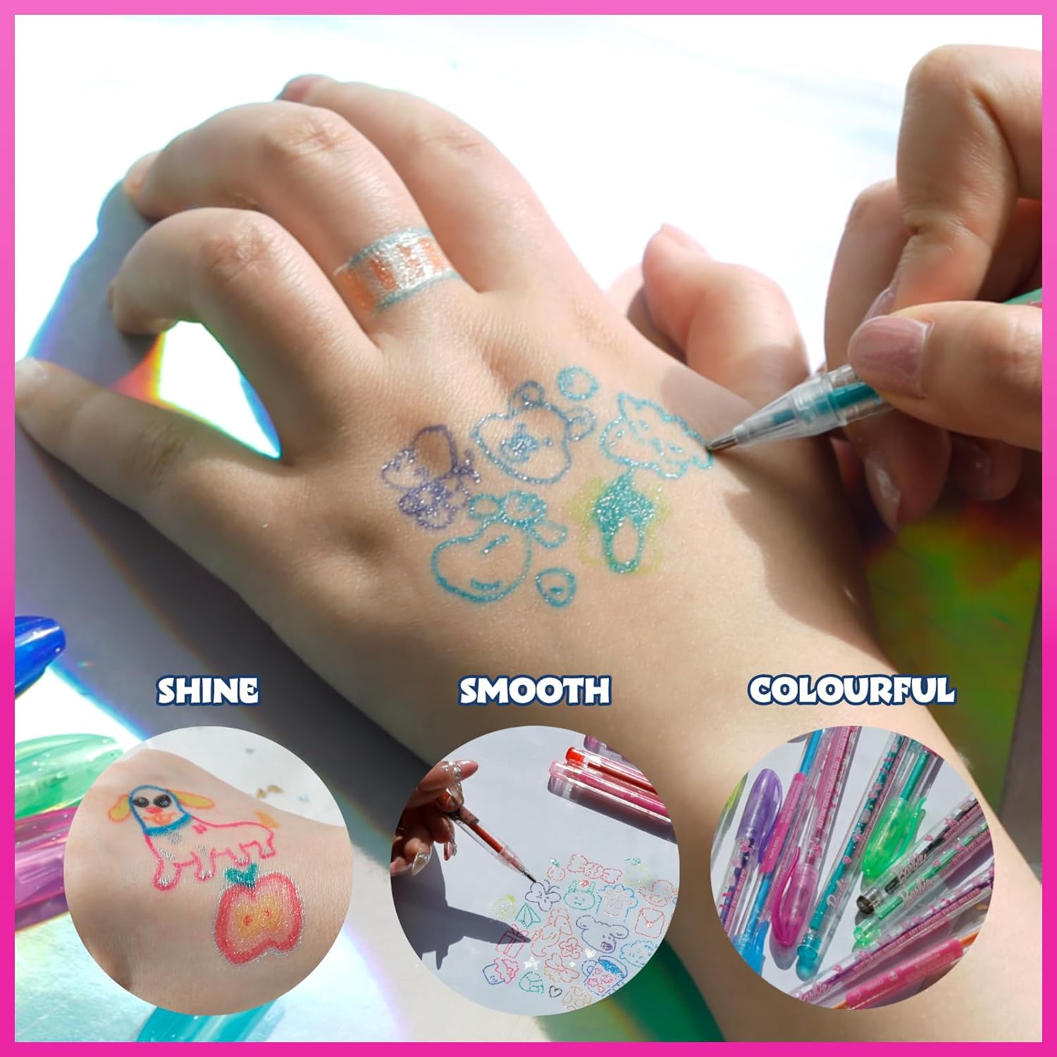 Barbie coffret 16 stylos gel pailletés multicolores dès 3 ans Townley Girl – Image 5
