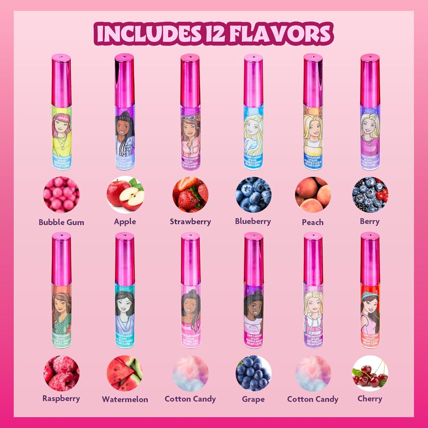 Barbie lot de 12 gloss à lèvres à base de plantes 0.9 ml – Image 2