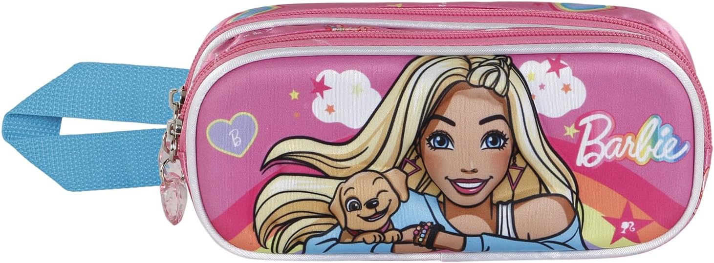Trousse Barbie Rainbow 3D rose à double compartiment – Image 2