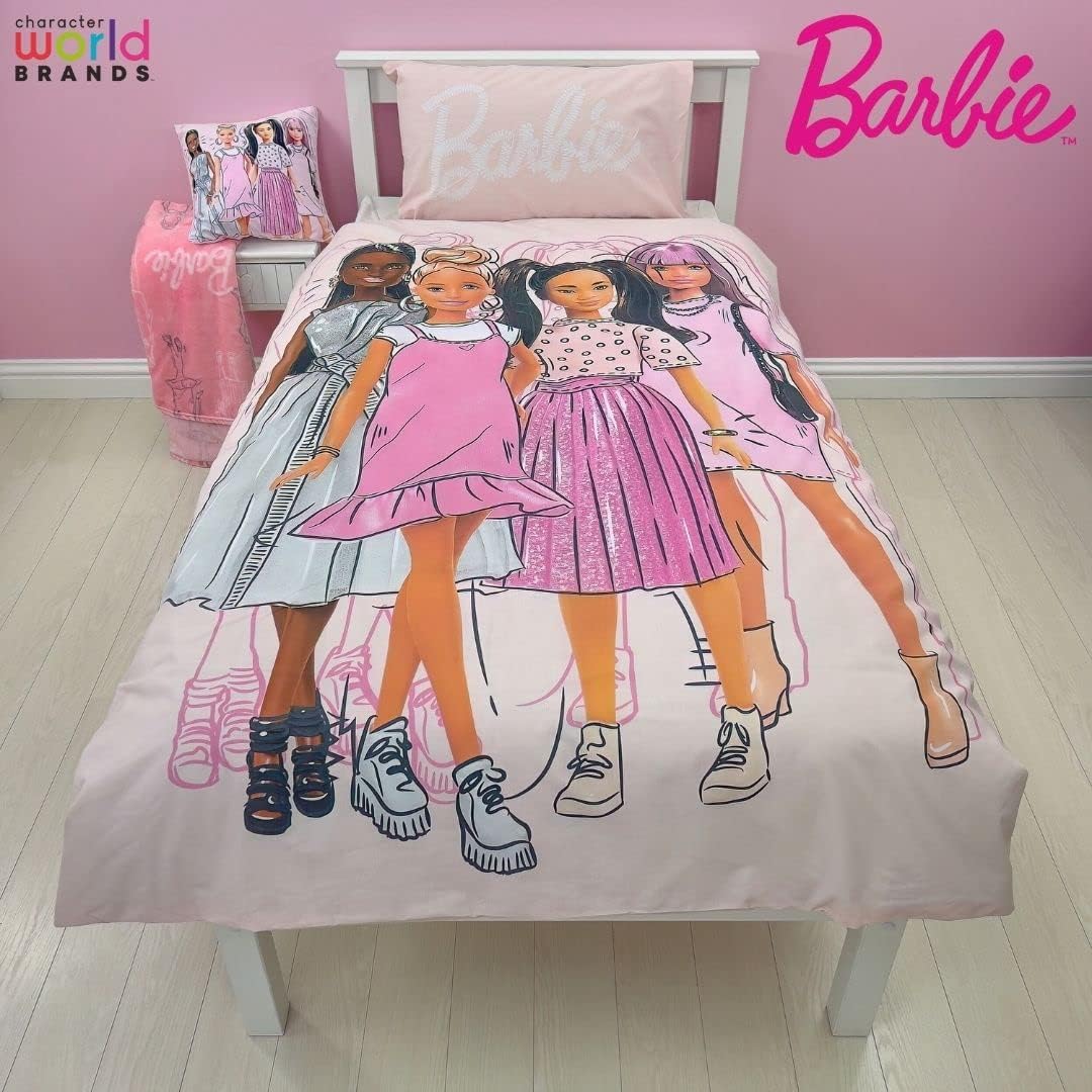 Parure de lit Barbie réversible rose avec taie assortie – Image 4