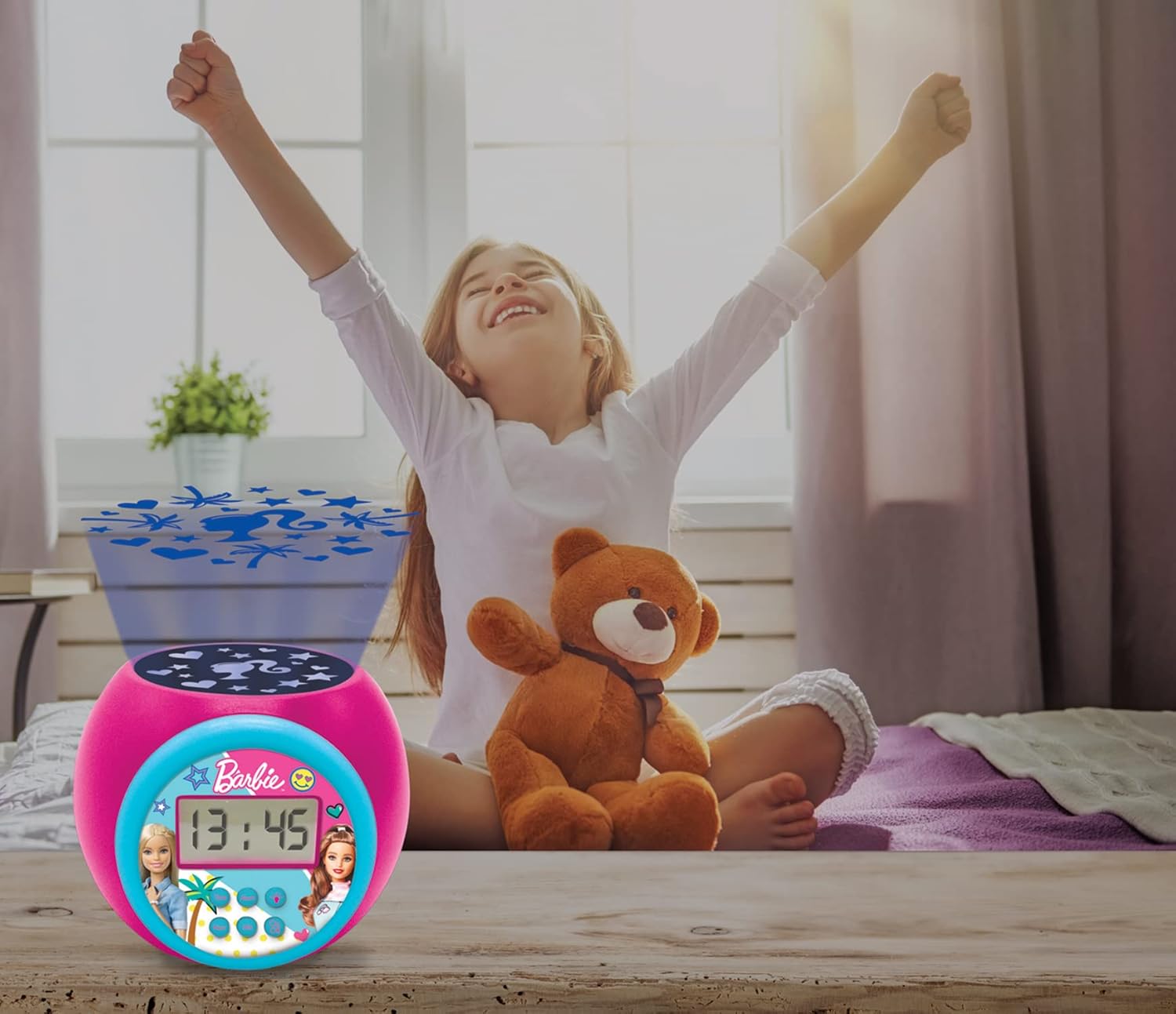 Réveil projecteur Mattel Barbie Lexibook avec écran LCD et snooze – Image 5