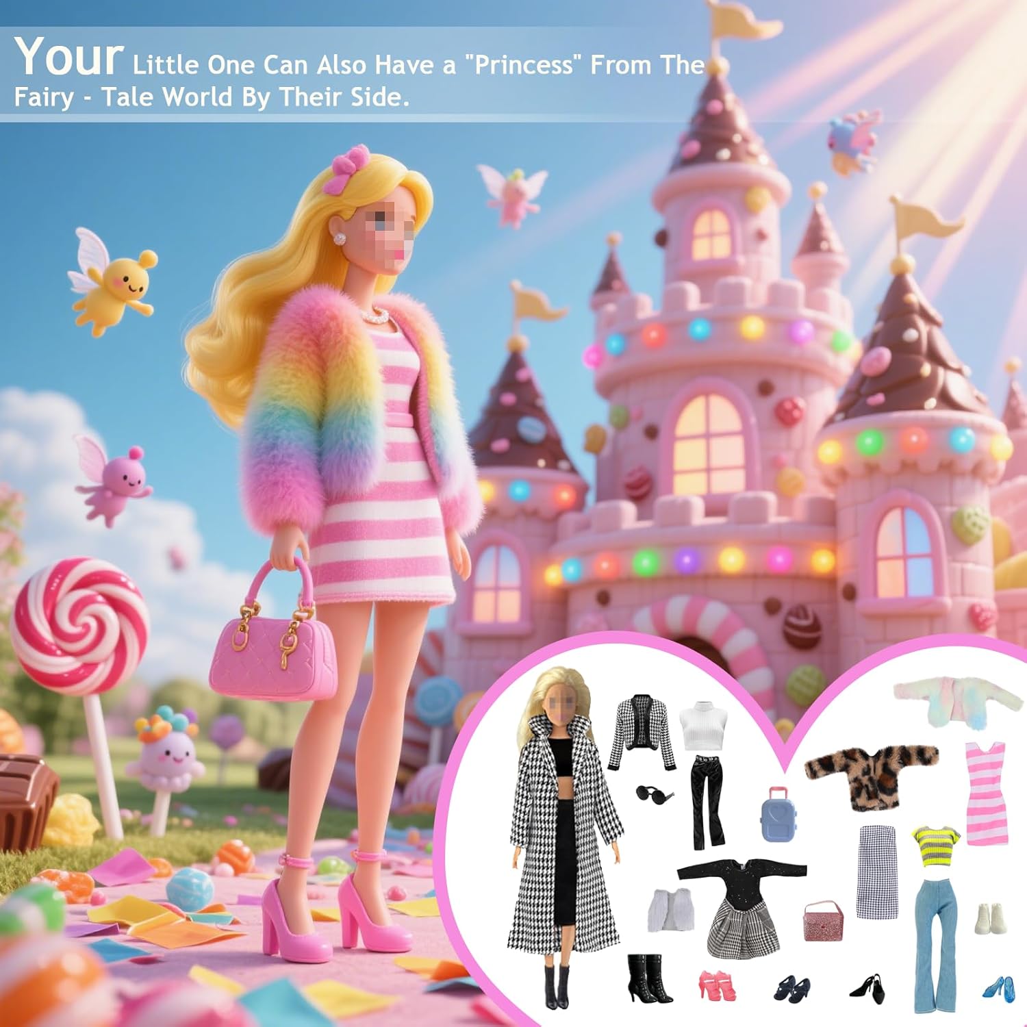 Ensemble Barbie compatible hiver avec valise, sac à main et 6 paires de chaussures – Image 3