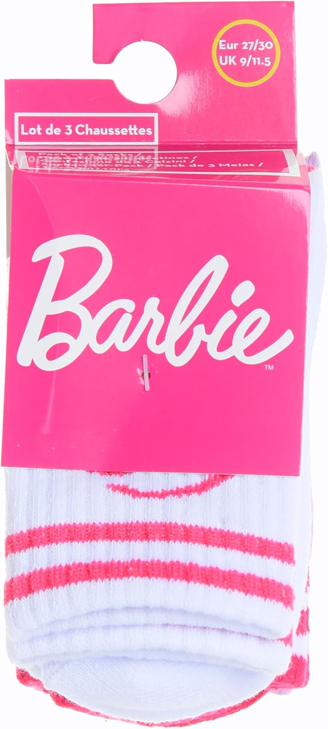 Barbie, 3 paires de chaussettes fille en coton Rose, 23 à 26 – Image 3